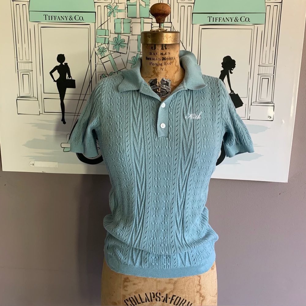 Kith Light Blue Cable Knit Polo Top